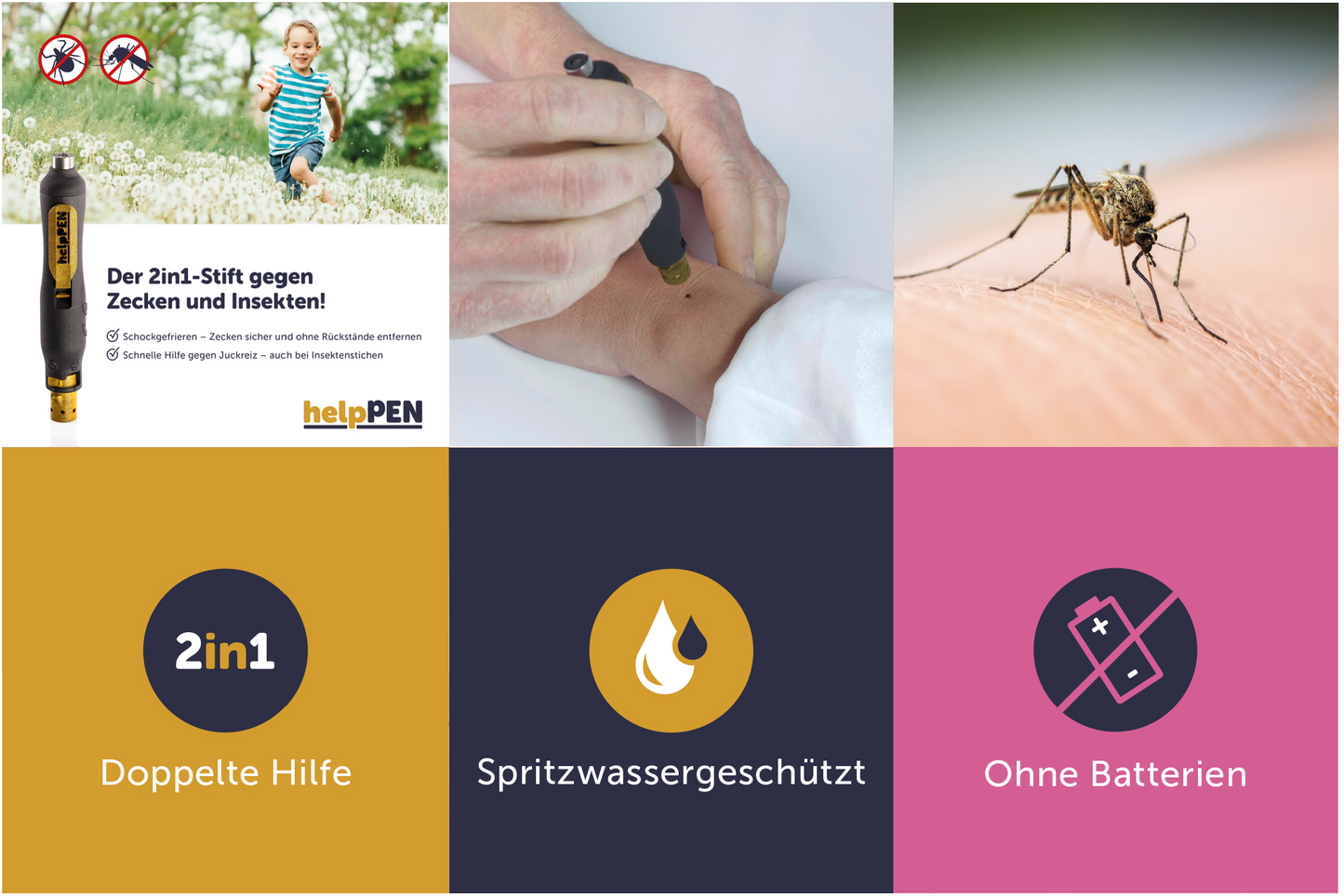 HelpPEN - Set - Der 2in1-Stift gegen Zecken und Insekten!